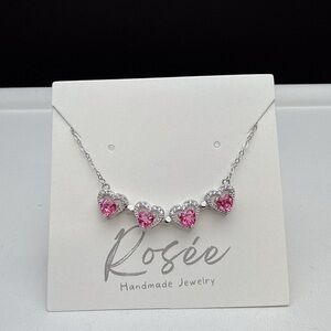 SGN6 S925 Stamped Natural Pink Topaz 2in1 Necklace